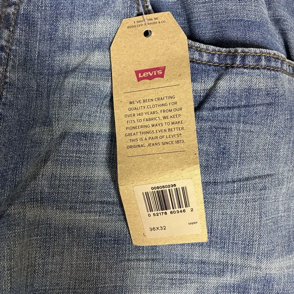 Levi's 505 Men's Blue Jeans Regular Fit, Straight Leg, Size 36x32 NWT
